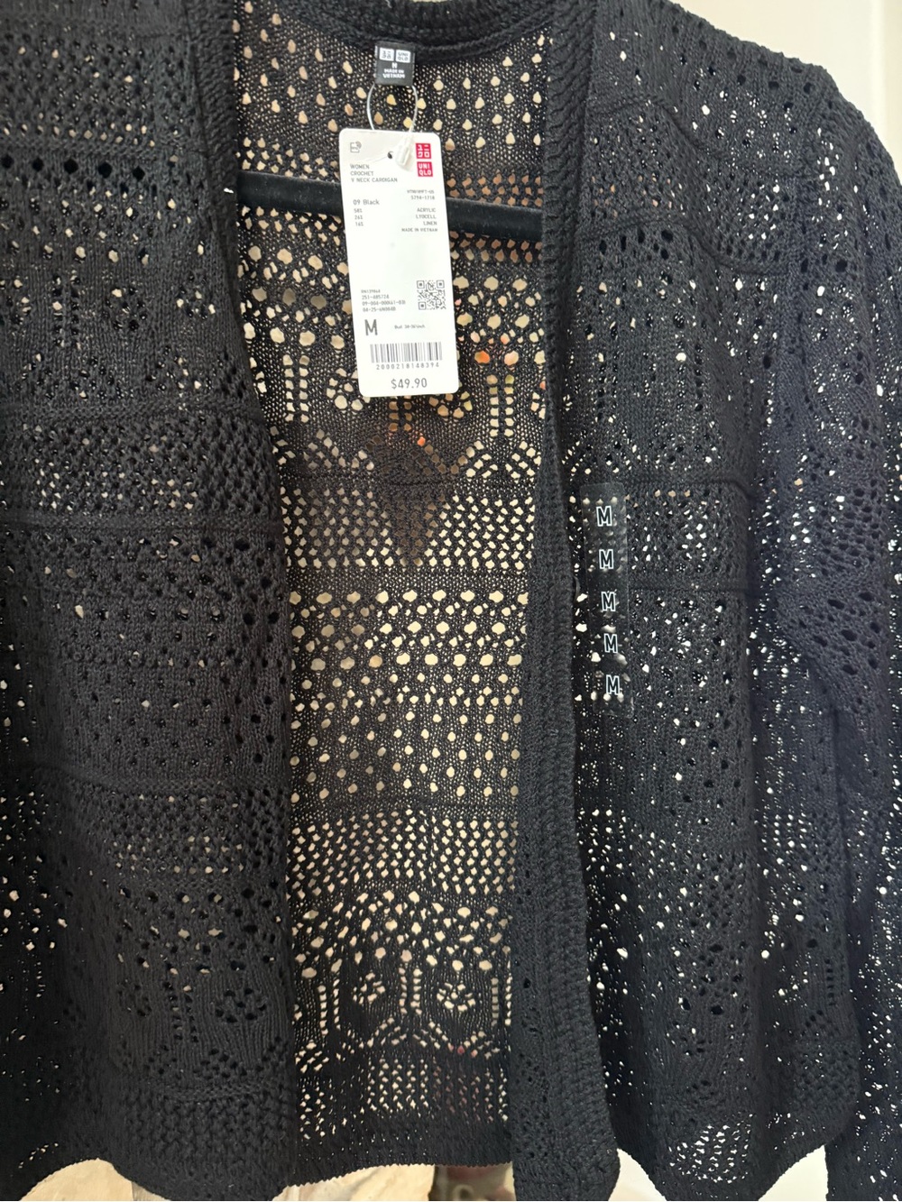 UNIQLO Black Crochet Open-Front Women's Cardigan and Camisole. - Picture 7 of 10